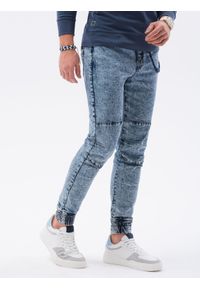 Ombre Clothing - Spodnie męskie jeansowe joggery - jasnoniebieskie V1 P1056 - XXL. Kolor: niebieski. Materiał: jeans