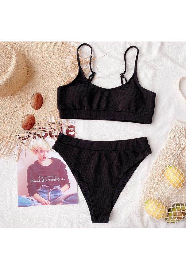 Intica - Strój kąpielowy dwuczęściowy sportowy na plażę i basen Miryam. Kolor: czarny. Materiał: materiał