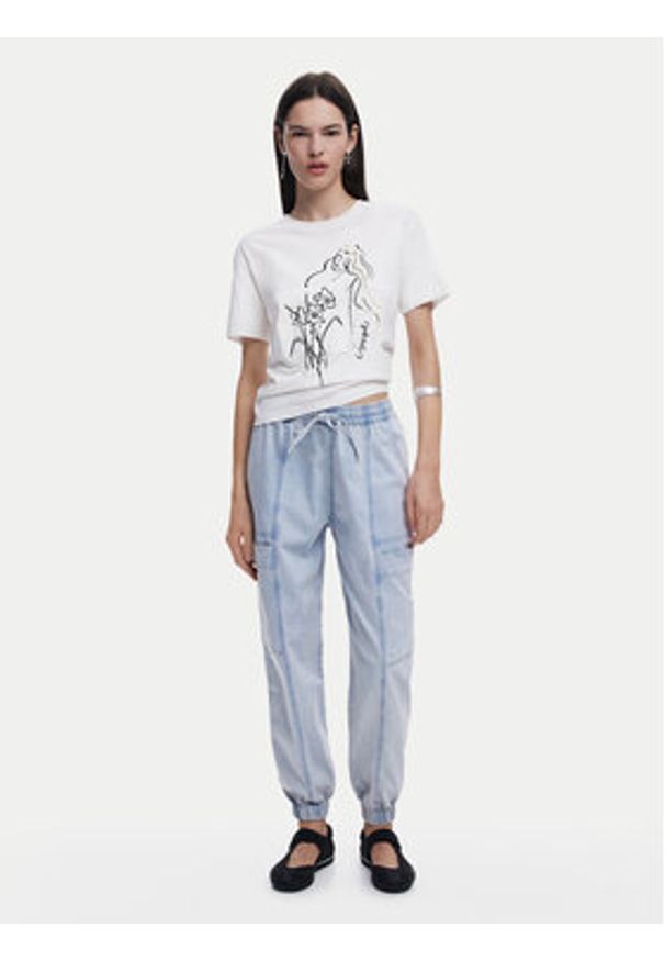 Desigual T-Shirt Paraguay 25SWTKAB Biały Regular Fit. Kolor: biały. Materiał: bawełna