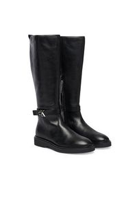 Calvin Klein Kozaki Knee Boot W/ Metal Logo HW0HW02665 Czarny. Kolor: czarny. Materiał: skóra
