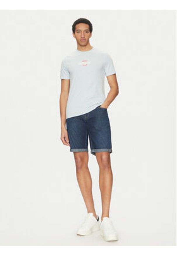 Guess Jeans T-Shirt M5GI23 K8HM0 Niebieski Slim Fit. Kolor: niebieski. Materiał: bawełna