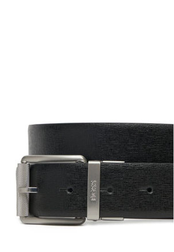 BOSS Pasek Męski 50537097 Czarny. Kolor: czarny. Materiał: skóra