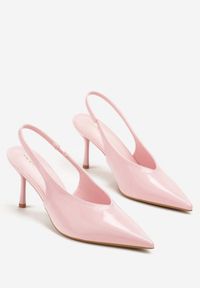 Renee - Różowe Czółenka Sandały Slingback Vices na Obcasie Typu Szpilka Tilionea. Okazja: na ślub cywilny, na wesele. Kolor: różowy. Materiał: jeans. Obcas: na obcasie. Styl: elegancki. Wysokość obcasa: średni #3