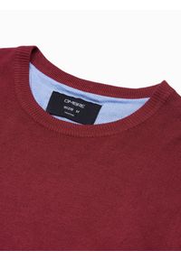 Ombre Clothing - Sweter klasyczny męski z wiskozą BASIC z okrągłym dekoltem – bordowy V11 OM-SWBS-0106 - XXL. Okazja: na spotkanie biznesowe, do pracy, na co dzień. Kolor: czerwony. Materiał: wiskoza. Wzór: gładki. Styl: klasyczny #5