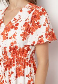 Born2be - Pomarańczowa Sukienka z Bawełny Ażurowa w Kwiaty z Rozkloszowanym Dołem Florbia. Okazja: na co dzień. Kolor: pomarańczowy. Materiał: bawełna. Długość rękawa: krótki rękaw. Wzór: ażurowy, kwiaty. Sezon: wiosna. Typ sukienki: rozkloszowane. Styl: casual, klasyczny #7