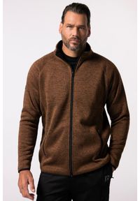 JAY-PI - Męska Bluza rozpinana z dzianiny i polaru. Kolekcja: plus size. Kolor: beżowy. Materiał: poliester, materiał. Sport: turystyka piesza