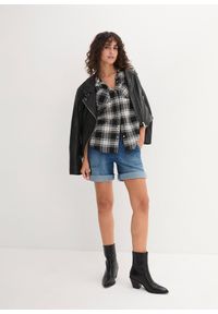 bonprix - Bluzka bawełniana w kratę. Kolor: czarny. Materiał: bawełna #3