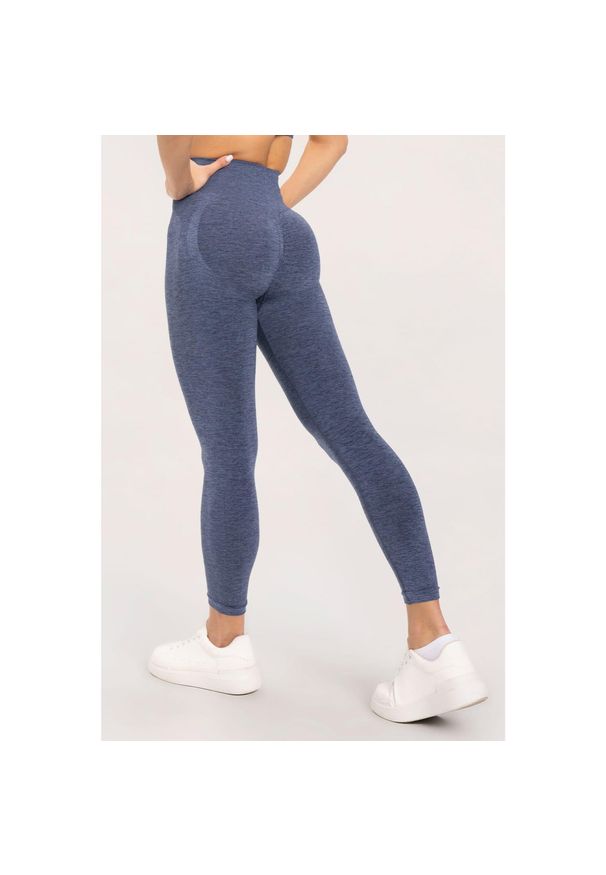 GYM GLAMOUR - Legginsy fitness damskie Gym Glamour seamless push up. Kolor: niebieski. Sport: fitness