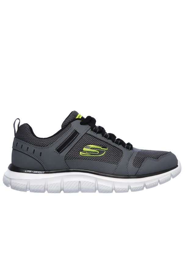 skechers - Buty męskie Skechers Track Knockhill 232001CCBK - szare. Okazja: na co dzień. Zapięcie: sznurówki. Kolor: szary. Materiał: guma, skóra. Szerokość cholewki: normalna. Model: Skechers Sport