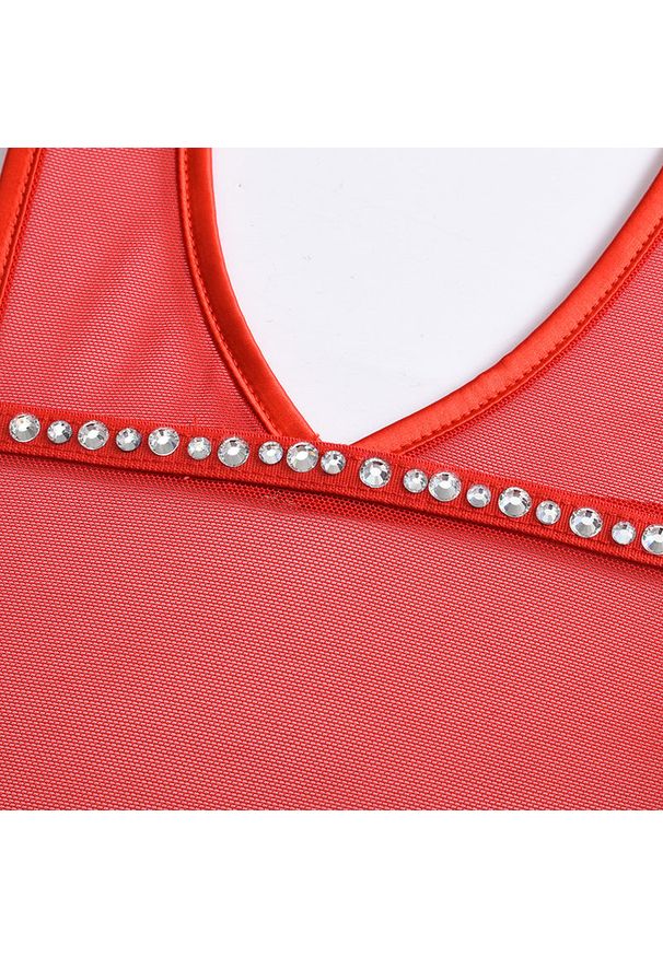 Intica - Body z kokardą i łańcuszkiem na specjalne okazje Harriette. Kolor: czerwony. Materiał: materiał