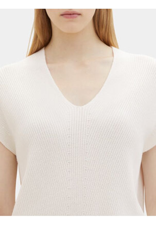 Tom Tailor Sweter 1040334 Écru Loose Fit. Materiał: bawełna, wiskoza