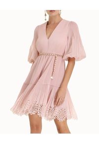 ZIMMERMANN - Różowa sukienka mini. Kolor: różowy, wielokolorowy, fioletowy. Materiał: koronka. Długość: mini #1