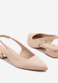 Renee - Różowe Sandały Typu Slingback z Metaliczną Ozdobą Helmio. Okazja: na co dzień. Zapięcie: sprzączka. Kolor: różowy. Materiał: jeans. Wzór: aplikacja. Styl: casual, elegancki #5