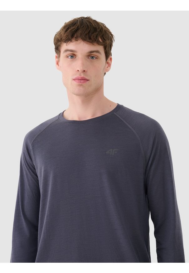4f - 4F Lonsgleeve trekkingowy z wełną Merino męski - szary XXL. Kolor: szary. Materiał: wełna. Długość rękawa: długi rękaw. Długość: długie. Wzór: gładki, ze splotem. Styl: klasyczny, sportowy