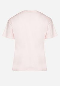 Born2be - Jasnoróżowy Bawełniany T-shirt z Ozdobnym Nadrukiem i Napisem Ilenira. Kolekcja: plus size. Kolor: różowy. Materiał: bawełna. Wzór: napisy, nadruk #6