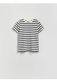 Reserved - T-shirt regular w paski - wielobarwny. Materiał: dzianina, bawełna. Wzór: paski #1