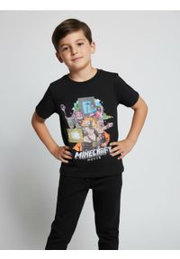 Sinsay - Bawełniana koszulka z nadrukiem Minecraft - czarny. Kolor: czarny. Materiał: bawełna. Wzór: nadruk #1