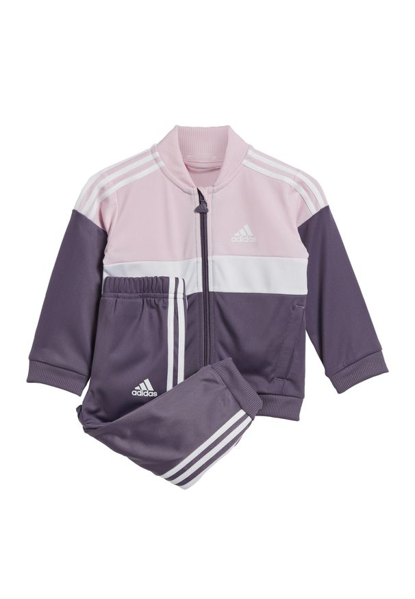 Adidas - Dres Tiberio 3-Stripes Colorblock Shiny Kids. Kolor: fioletowy, wielokolorowy, różowy, biały. Materiał: dresówka