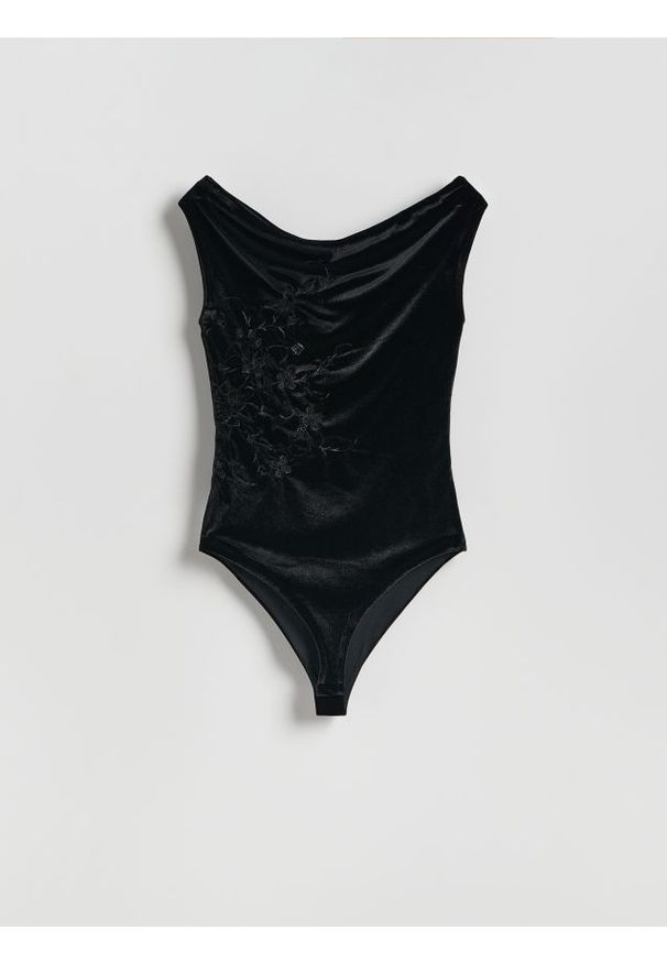 Reserved - Welurowe body - czarny. Kolor: czarny. Materiał: welur