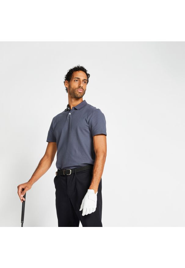 INESIS - Koszulka polo do golfa MW100 męska. Typ kołnierza: polo, golf. Kolor: niebieski, wielokolorowy, szary. Materiał: materiał, bawełna