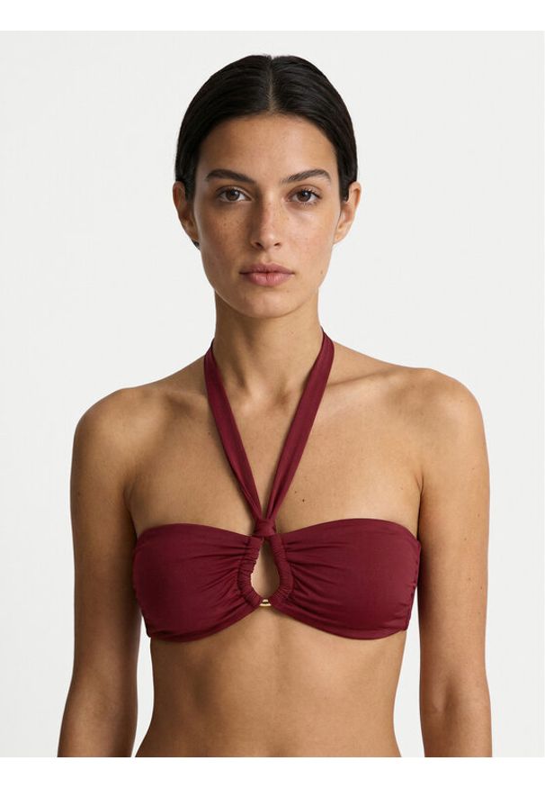 Guess Góra od bikini E6GJ15 KF590 Bordowy. Kolor: czerwony. Materiał: syntetyk