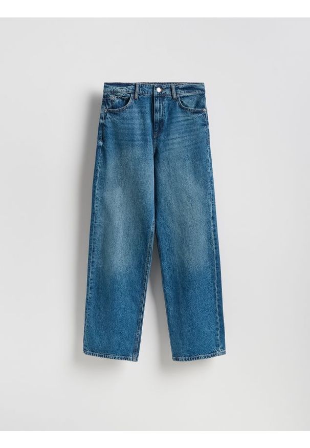 Reserved - Jeansy wide leg - niebieski. Kolor: niebieski