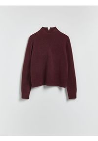 Reserved - Wełniany sweter z dodatkiem kaszmiru - mahoniowy. Kolor: brązowy. Materiał: wełna, kaszmir #1