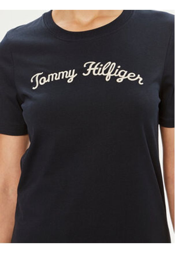 TOMMY HILFIGER - Tommy Hilfiger T-Shirt Script WW0WW42589 Granatowy Regular Fit. Kolor: niebieski. Materiał: bawełna