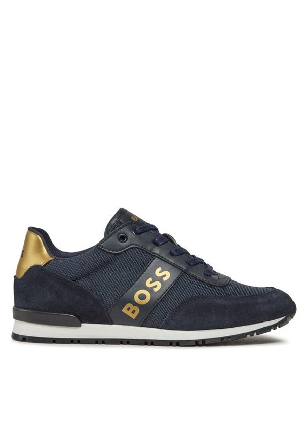 BOSS - Boss Sneakersy J29347 M Granatowy. Kolor: niebieski. Materiał: skóra