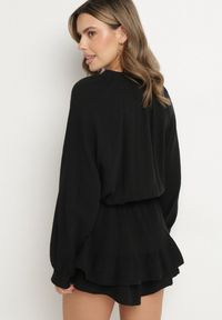 Born2be - Czarny Bawełniany Kombinezon z Elastyczną Gumką w Talii i Spódnico-Spodenkami Gleasea. Okazja: na co dzień. Kolor: czarny. Materiał: bawełna. Styl: elegancki, casual #3