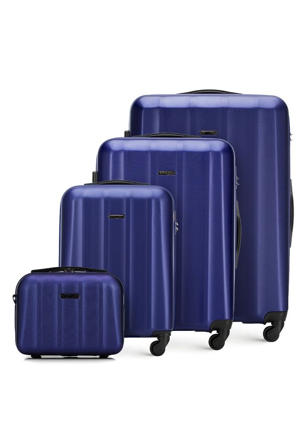 Wittchen - Komplet walizek z polikarbonu z teksturą. Kolor: niebieski. Materiał: guma. Styl: klasyczny