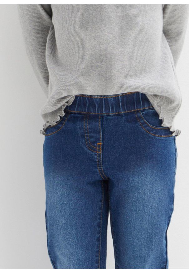 bonprix - Dżinsy bootcut ze średnim stanem i elastyczną gumką w talii. Kolor: niebieski