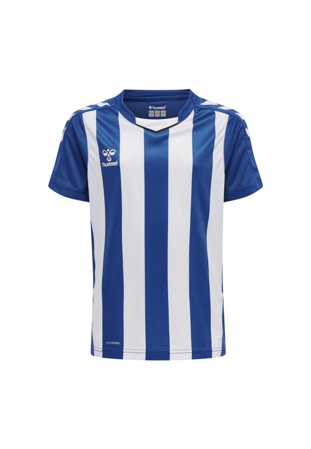 Koszulka dziecięca Hummel Striped. Kolor: niebieski, wielokolorowy, biały. Materiał: tkanina. Wzór: paski