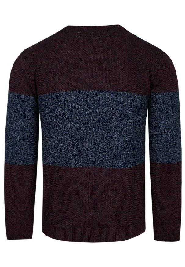 Męski Sweter z Dzianiny Bawełnianej - Colosseo - Melanż Bordo i Granat. Okazja: na spotkanie biznesowe, na co dzień. Kolor: wielokolorowy. Materiał: bawełna. Wzór: melanż. Styl: biznesowy, elegancki, casual