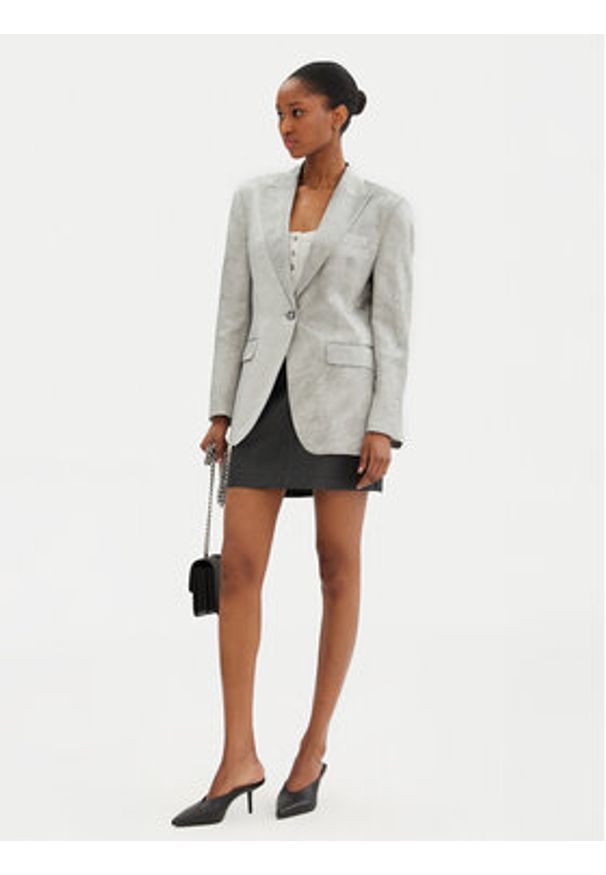 Pinko - PINKO Marynarka For You 104716 A2BP Szary Regular Fit. Kolor: szary. Materiał: wiskoza