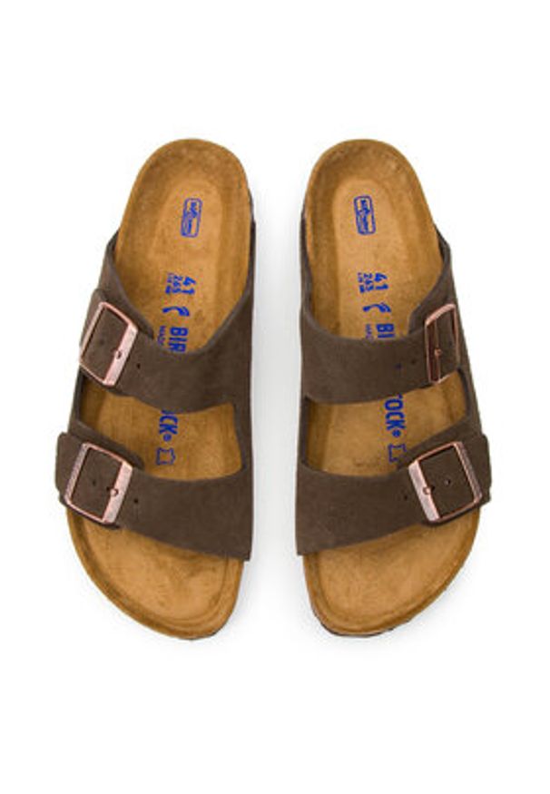 Birkenstock Klapki Arizona zamsz 0951313 Brązowy. Kolor: brązowy. Materiał: zamsz, skóra