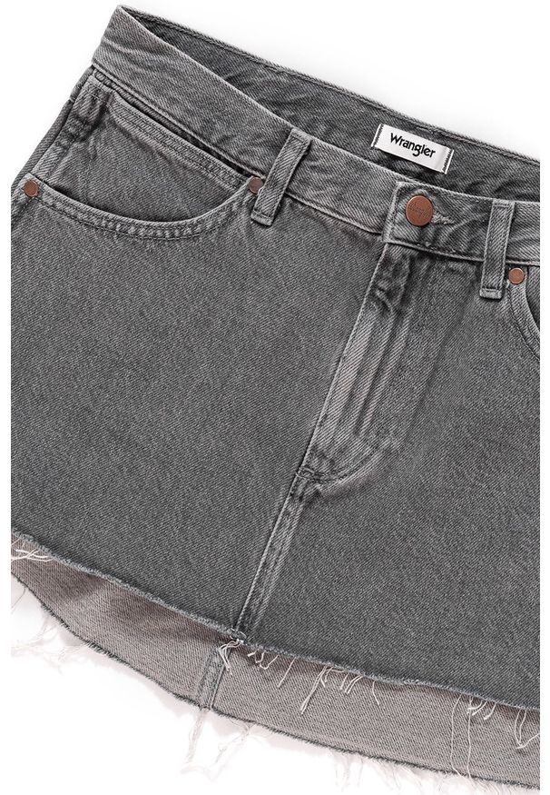 Wrangler - SPÓDNICA JEANSOWA WRANGLER RETRO SKIRT GREY MULES W241RJ24R 112127920. Materiał: jeans. Długość: krótkie. Styl: retro