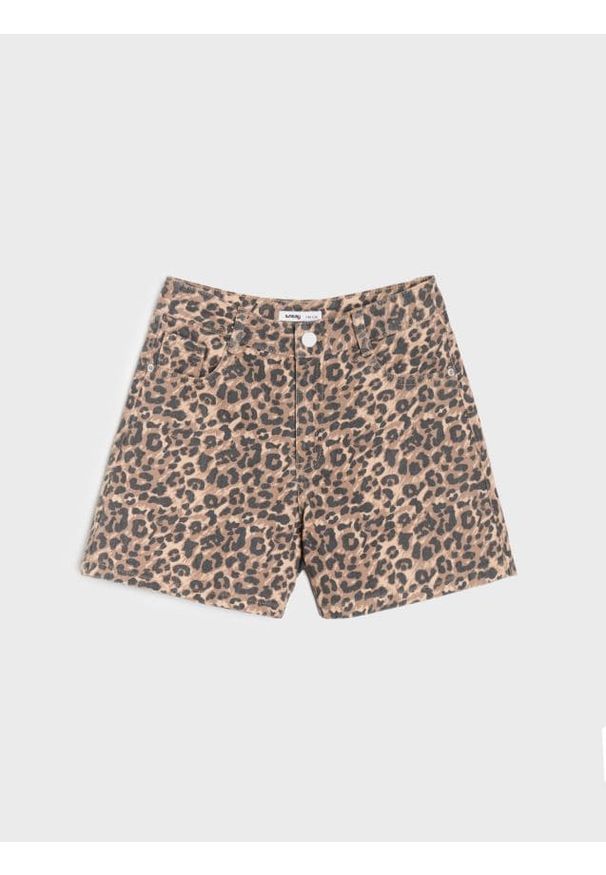 Sinsay - Jeansowe szorty w panterkę - wielobarwny. Materiał: jeans. Wzór: motyw zwierzęcy