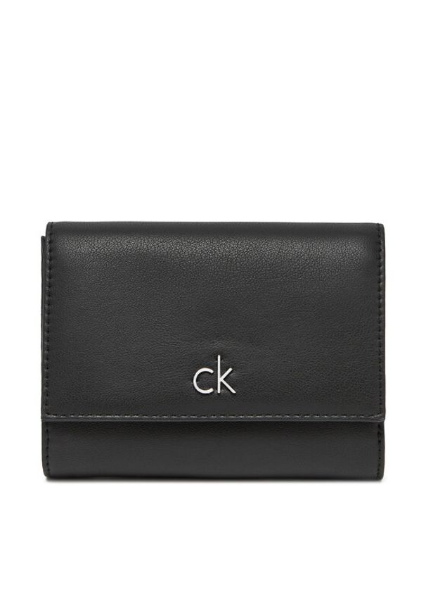 Calvin Klein Mały Portfel Damski Ck Re-Lock Medium Trifold LV04F1035G Czarny. Kolor: czarny. Materiał: skóra