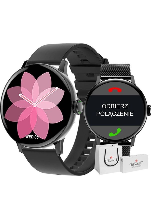 Smartwatch Giewont Smartwatch Damski Giewont GW330-3 Czarny-Czarny Pasek Silikonowy + Czarna Bransoleta. Rodzaj zegarka: smartwatch. Kolor: czarny
