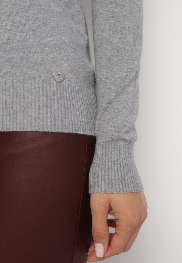 Born2be - Szary Sweter w Klasycznym Stylu Irimarie. Okazja: na co dzień. Kolor: szary. Materiał: jeans. Styl: klasyczny