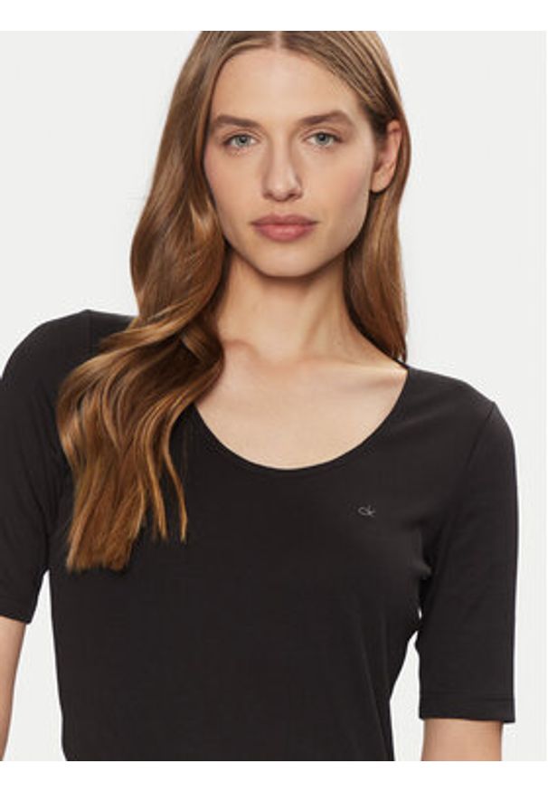 Calvin Klein T-Shirt K20K208050 Czarny Slim Fit. Kolor: czarny. Materiał: bawełna