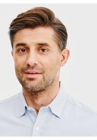 Pako Lorente - PAKO LORENTE – Niebieska bawełniana koszula męska. Kolor: zielony, niebieski. Materiał: bawełna. Długość rękawa: długi rękaw. Długość: długie. Wzór: gładki #3