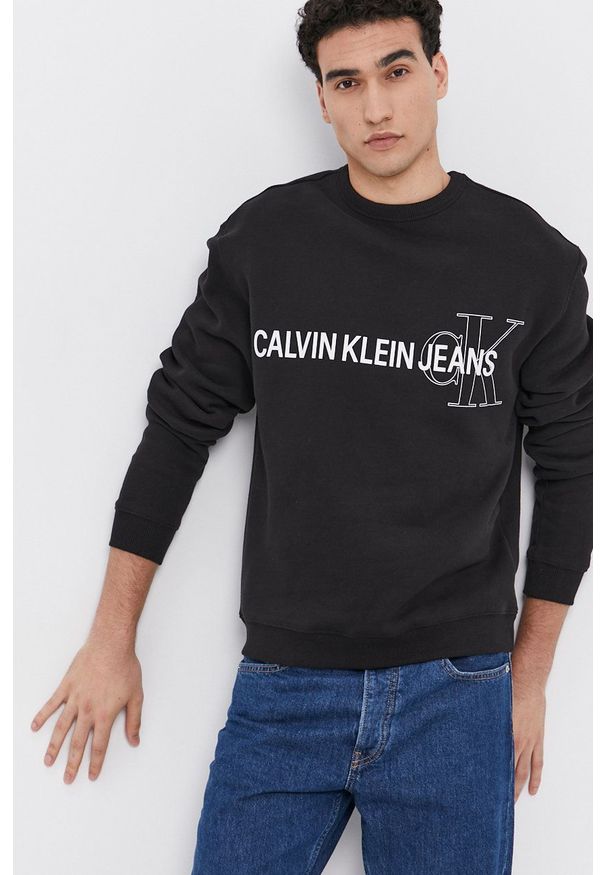 Calvin Klein Jeans - Bluza. Okazja: na co dzień. Kolor: czarny. Wzór: nadruk. Styl: casual
