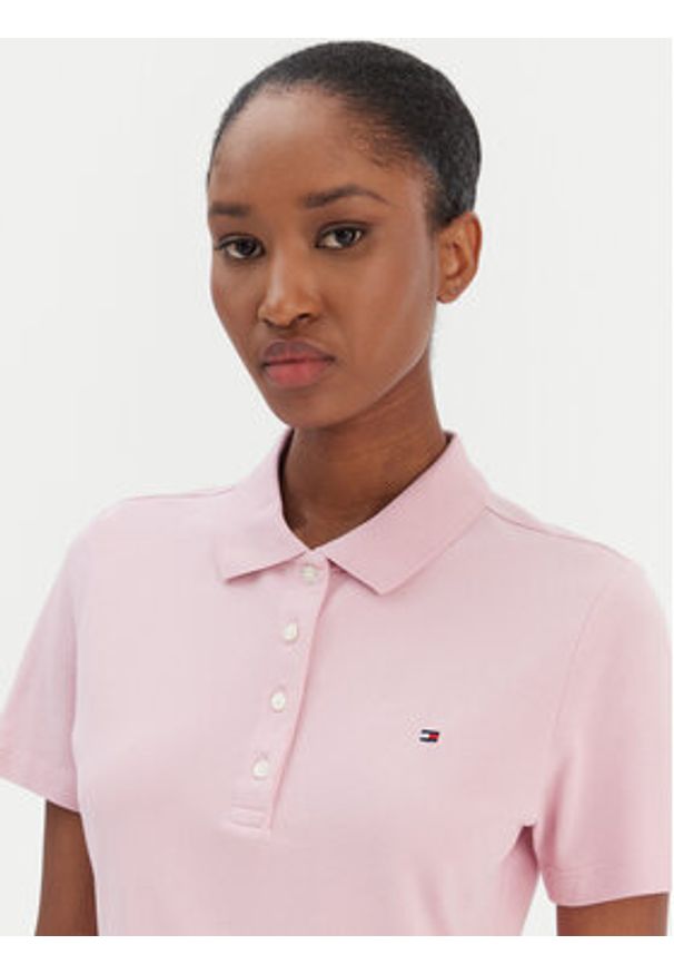 TOMMY HILFIGER - Tommy Hilfiger Polo 1985 WW0WW43225 Różowy Slim Fit. Typ kołnierza: polo. Kolor: różowy. Materiał: bawełna