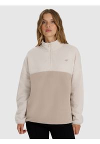 4f - 4F Polar ze stójką regular damski - beżowy XXL. Typ kołnierza: kołnierzyk stójkowy. Kolor: beżowy. Materiał: polar. Długość: krótkie. Wzór: gładki. Sezon: zima. Sport: wspinaczka, snowboard, turystyka piesza, narciarstwo #1