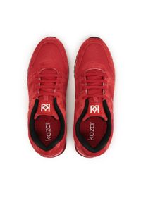 Kazar - Czerwone sportowe sneakersy męskie. Kolor: czerwony. Materiał: syntetyk, zamsz #4