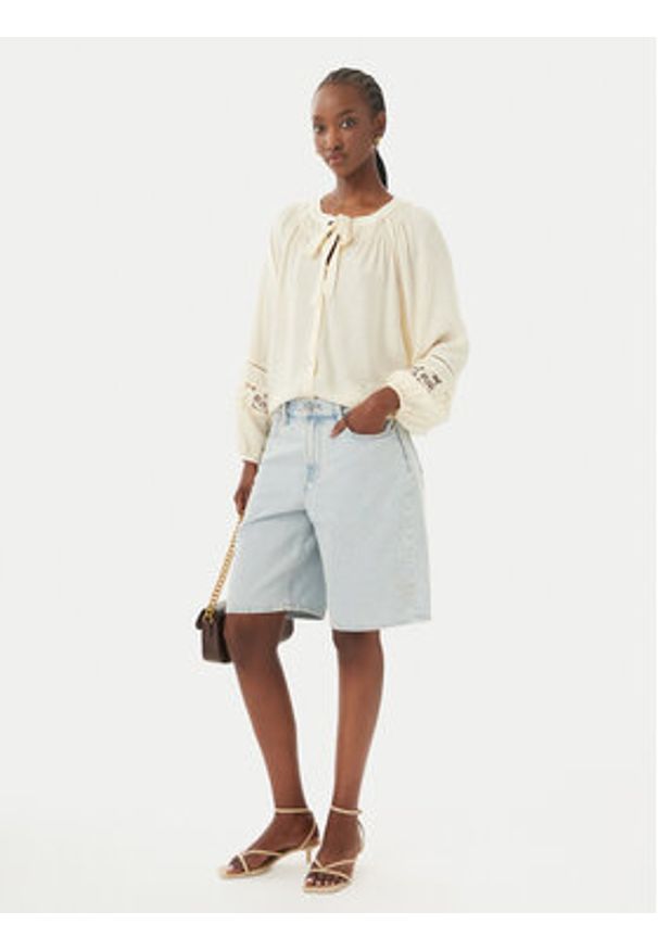Vero Moda Koszula Stacy 10343458 Kremowy Loose Fit. Kolor: kremowy. Materiał: wiskoza