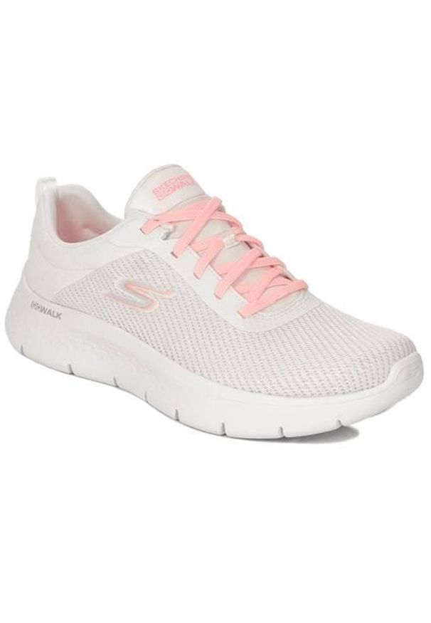 skechers - Damskie GO WALK FLEX ALANI Sneakersy Biały różowy. Kolor: różowy, biały, wielokolorowy. Materiał: materiał. Szerokość cholewki: normalna. Sport: turystyka piesza