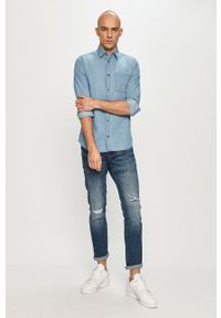 PRODUKT by Jack & Jones - Produkt by Jack & Jones - Koszula jeansowa. Okazja: na co dzień. Typ kołnierza: kołnierzyk klasyczny. Kolor: niebieski. Materiał: jeans. Długość rękawa: długi rękaw. Długość: długie. Wzór: gładki. Styl: casual, klasyczny #2